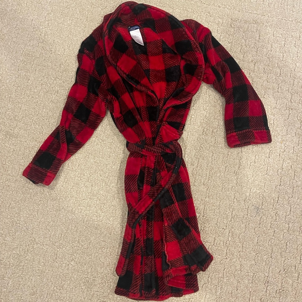Cuddl Duds Chill Chaser Red Black Buffalo Plaid Child Robe Large